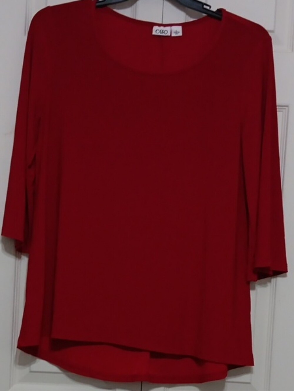 Cato Red Scoop Neck 3/4 Sleeve Tunic Top